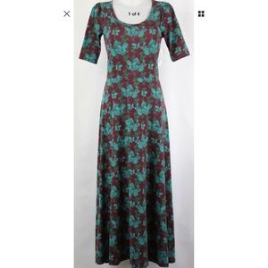 LuLaRoe Floral Ana Dress NWT (Teal and Maroon) Sm